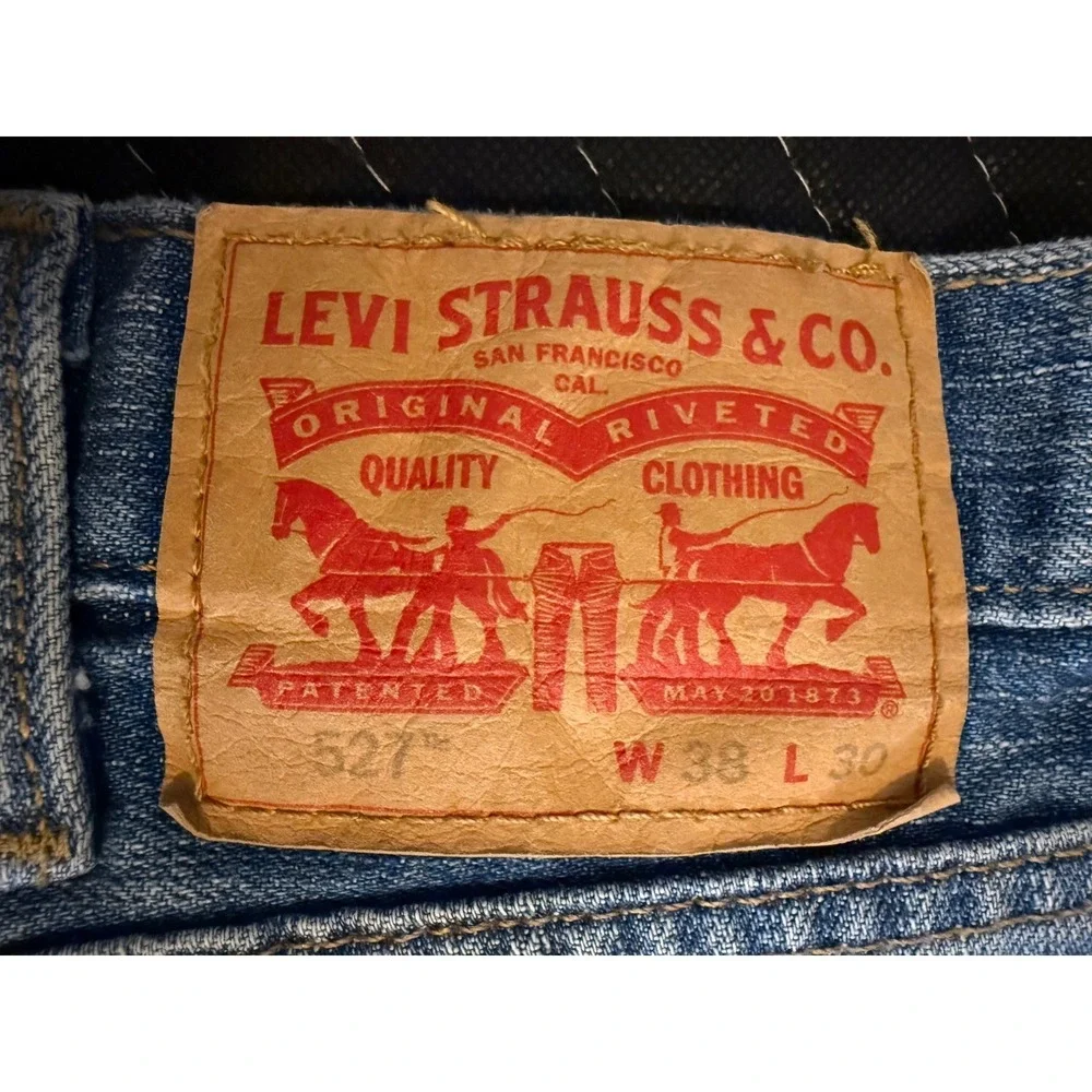 Levi's 527 Slim Bootcut Jeans Mens 38x30 Blue Red Tab 100% Cotton Denim